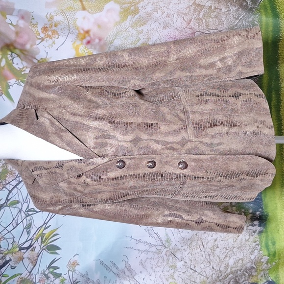 Chico's size 1 brown animal print jacket - Picture 1 of 10